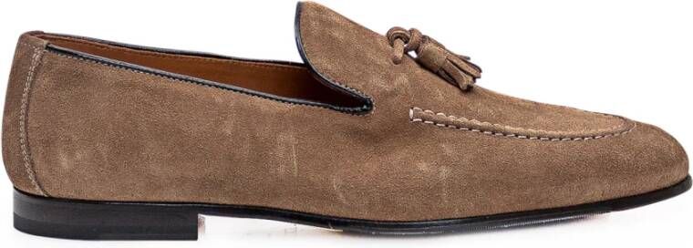 Doucal's Bruine Suède Loafers met Franjes Brown Heren