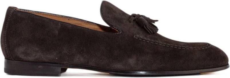 Doucal's Bruine Suède Loafers met Kwast Detail Brown Heren