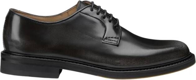 Doucal's Dames leren Derby schoenen | zwart en wit Black Dames