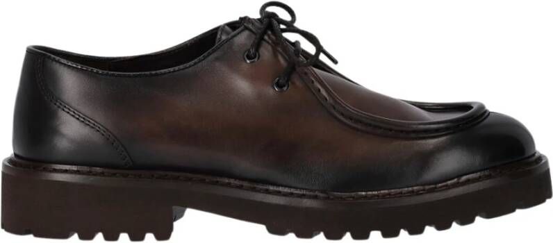 Doucal's Donkerbruine Leren Derby Veterschoenen Brown Heren