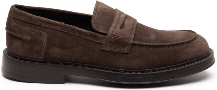 Doucal's Donkerbruine platte mocassins Brown Heren