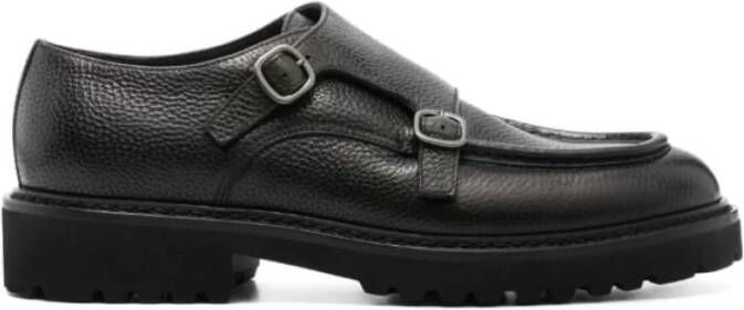 Doucal's Dubbele gesp leren schoenen Black Heren