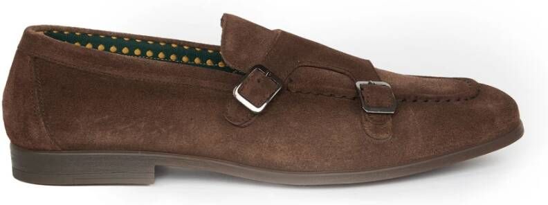 Doucal's Dubbele Gesp Suède Mocins Brown Heren