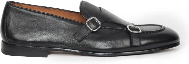 Doucal's Dubbele gesp zwarte mocins Black Heren