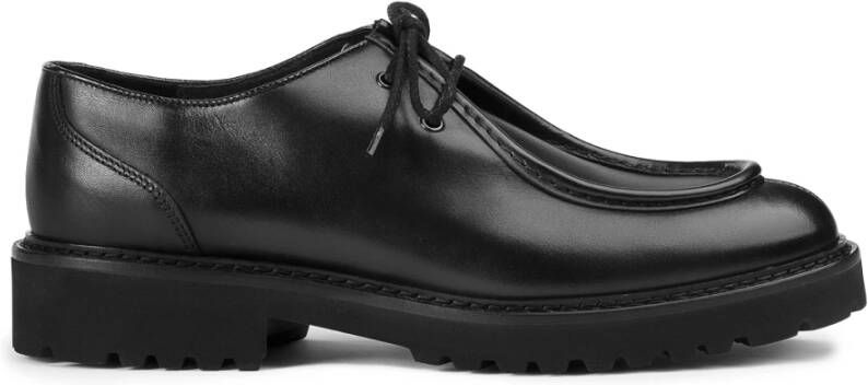 Doucal's Elegante Zwarte Leren Veterschoenen Black Heren