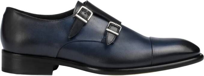 Doucal's Heren leren dubbele gesp schoen | blauw Blue Heren