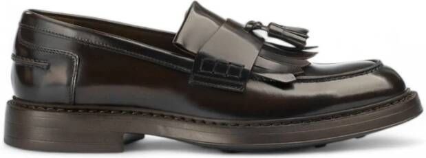 Doucal's Heren Leren Loafers met Franje Rubber Zool Black Heren