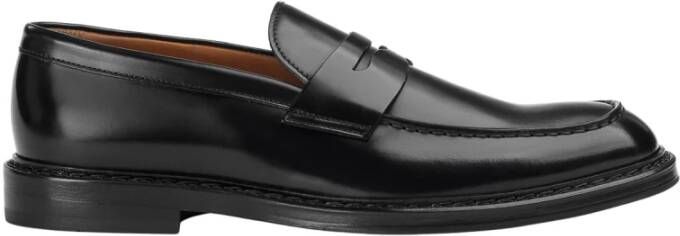 Doucal's Heren leren Penny loafer | zwart Black Heren