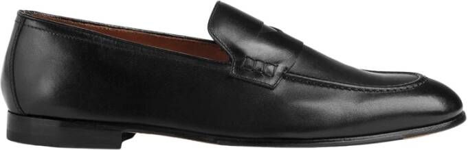 Doucal's Heren leren Penny loafer | zwart Black Heren