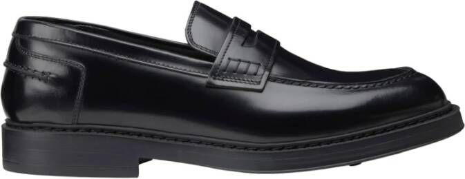 Doucal's Heren leren Penny loafer | zwart Black Heren