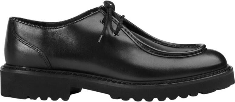 Doucal's Heren leren veterschoen | zwart Black Heren