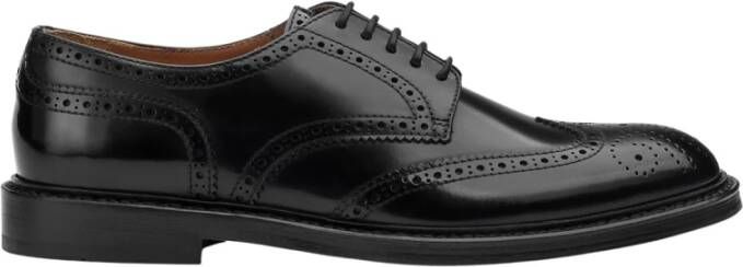 Doucal's Heren leren veterschoen | zwart Black Heren