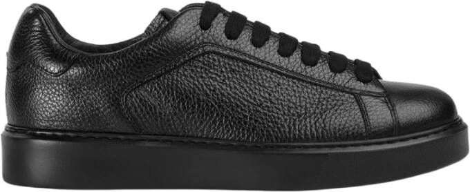 Doucal's Heren sneaker van geborsteld leer | zwart Black Heren