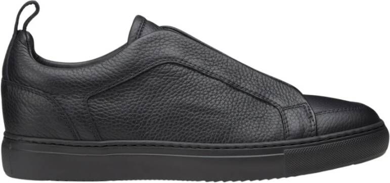 Doucal's Heren sneaker van geschuurd leer | zwart Black Heren