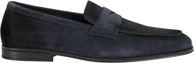 Doucal's Heren suède loafer | blauw Blue Heren