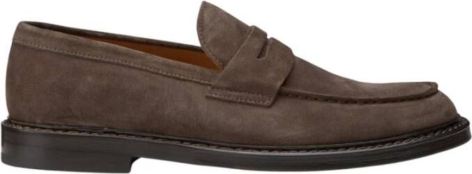 Doucal's Heren suède Penny loafer | donkerbruin Brown Heren