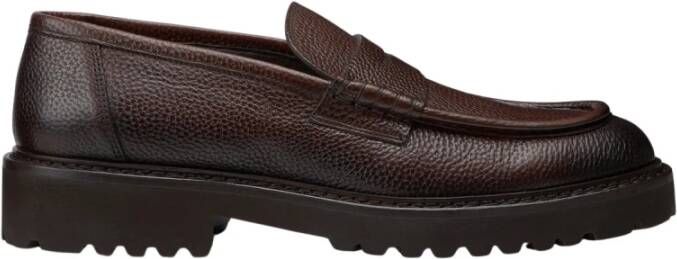 Doucal's Heren tumbled lederen Penny loafer | bruin Brown Heren