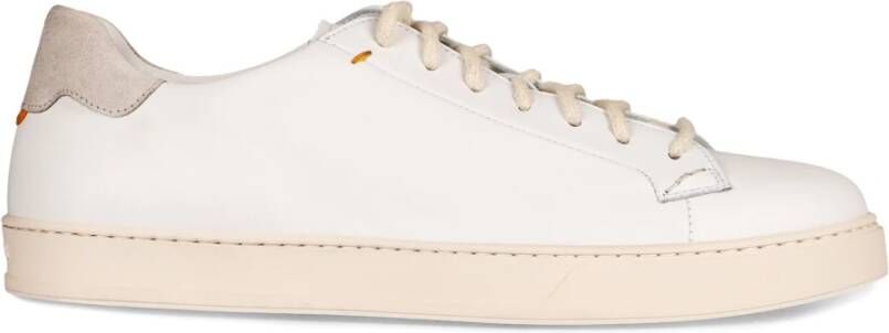 Doucal's Kalfsleren Sneakers met Suède Inzet White Heren