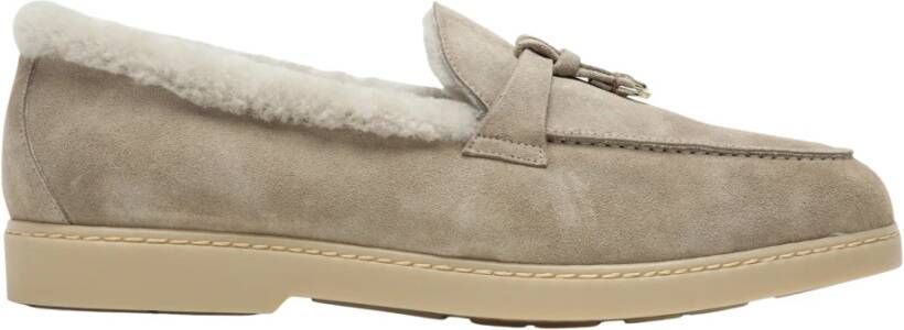 Doucal's Klassieke Leren Loafer Schoen Beige Dames