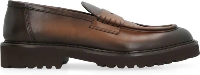 Doucal's Klassieke Leren Loafers met Penny Bar Brown Heren