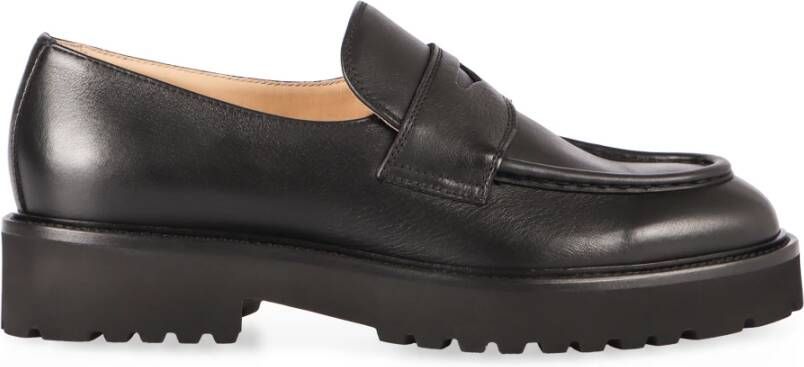 Doucal's Klassieke Leren Loafers Ronde Neus Black Dames