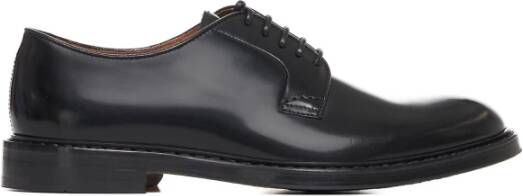 Doucal's Zwarte Leren Veterschoenen Black Heren