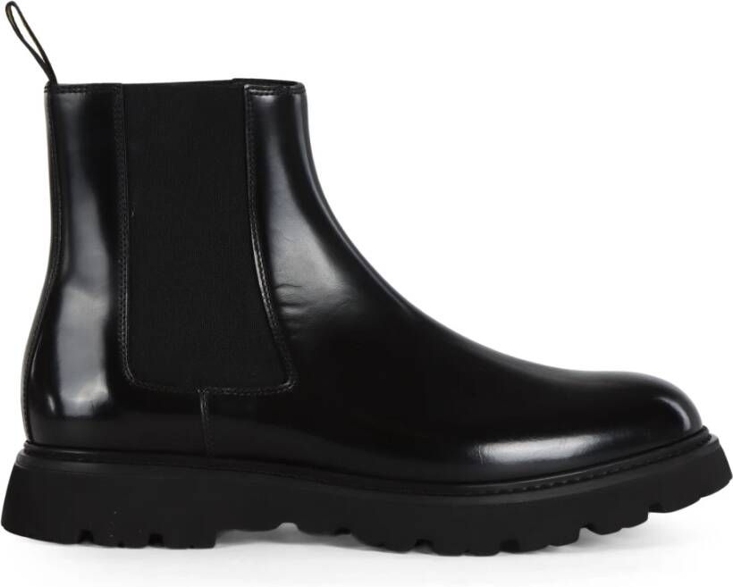 Doucal's Leren Chelsea Boot Elastische Stofinzet Black Heren