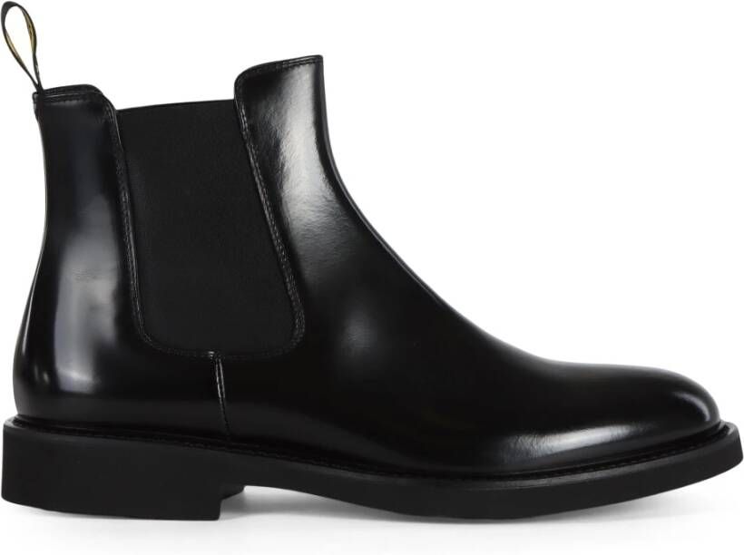 Doucal's Leren Chelsea Boot Elastische Stofinzet Black Heren