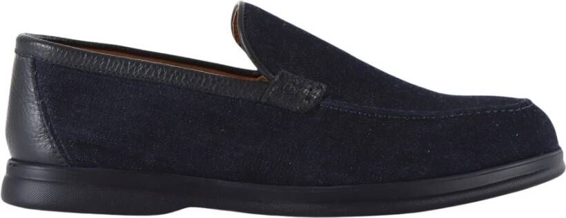 Doucal's Leren en denim loafers Blue Heren