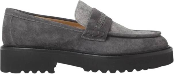 Doucal's Leren en suède mocassin Gray Dames