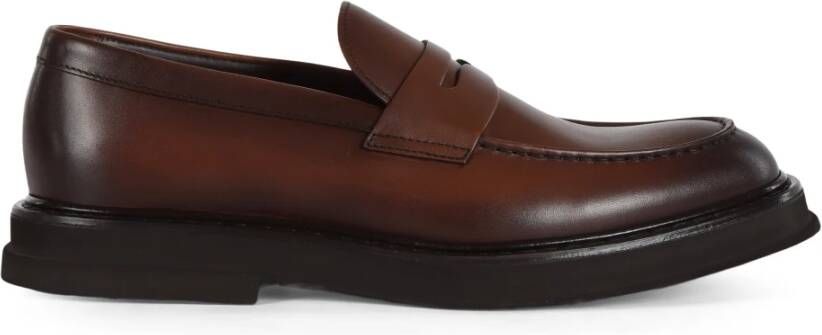 Doucal's Leren Mocassins met Rubberen Zool Brown Heren