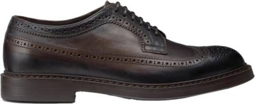 Doucal's Leren Veterschoenen in Donkerbruin Brown Heren