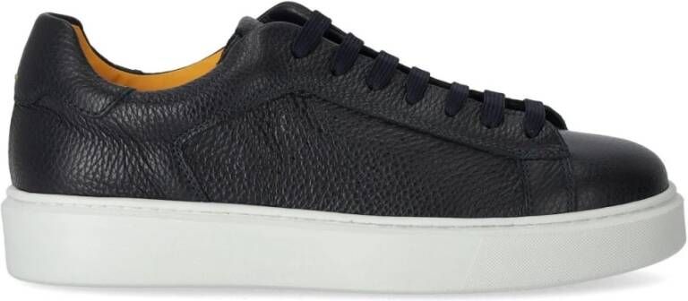 Doucal's Navy Blauw Gehamerd Leren Sneaker Blue Heren