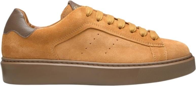 Doucal's Suède en leren sneaker voor heren | mosterd Yellow Heren