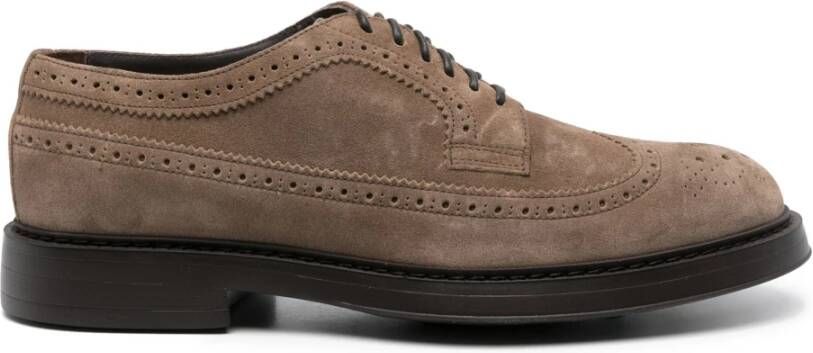 Doucal's Suède Leren Geperforeerd Detail Veterschoenen Brown Heren