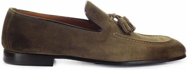 Doucal's Donkerbruine suède loafers met leren afwerking Brown Heren