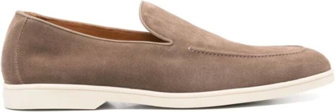 Doucal's Taupe Bruin Leren Platte Schoenen Brown Heren