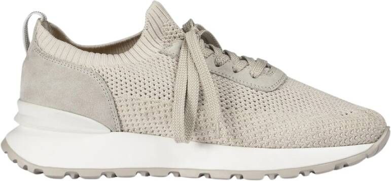 Doucal's Witte technische stof en suède sneaker voor dames | wit Gray Dames