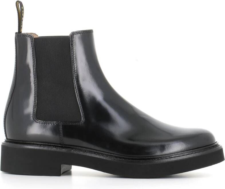 Doucal's Zwarte Chelsea Platte Schoenen Elastische Inzetstukken Black Dames