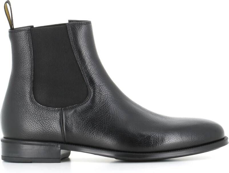 Doucal's Zwarte Chelsea platte schoenen leer Black Heren