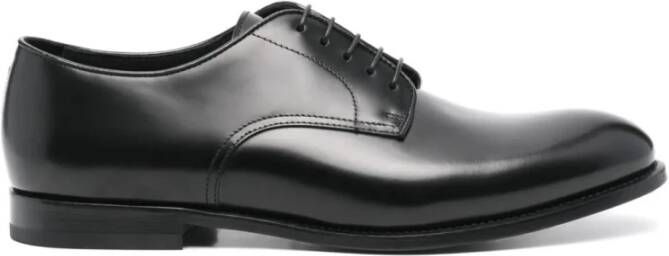 Doucal's Zwarte Geborsteld Leren Derby Schoenen Black Heren