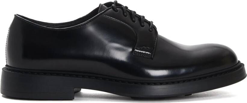 Doucal's Zwarte Geknoopte Derby Schoenen Black Heren