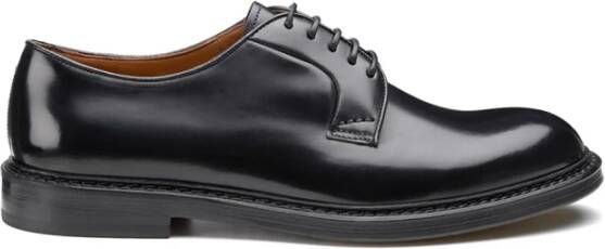 Doucal's Zwarte gladleren Derby veterschoenen Black Heren