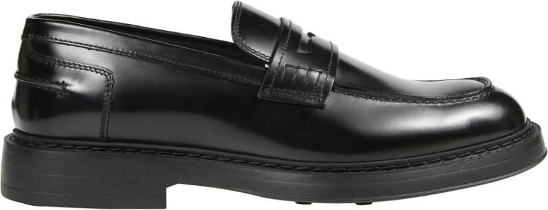 Doucal's Zwarte Penny Moccasins met Verhoogde Stiksels Black Heren