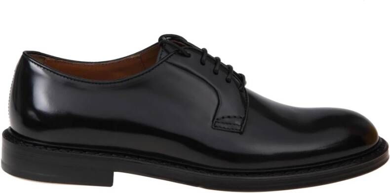 Doucal's Zwarte Leren Derby Schoenen Black Heren