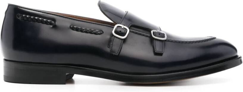 Doucal's Zwarte leren dubbele gesp loafers Black Heren