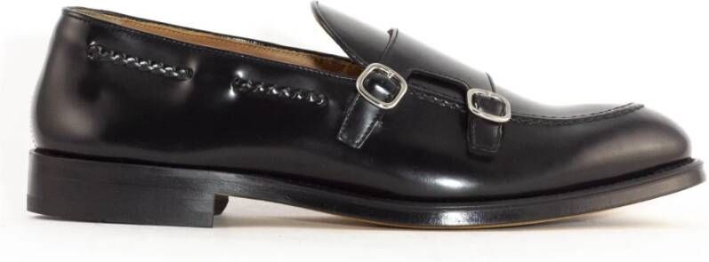 Doucal's Zwarte leren dubbele gesp loafers Black Heren