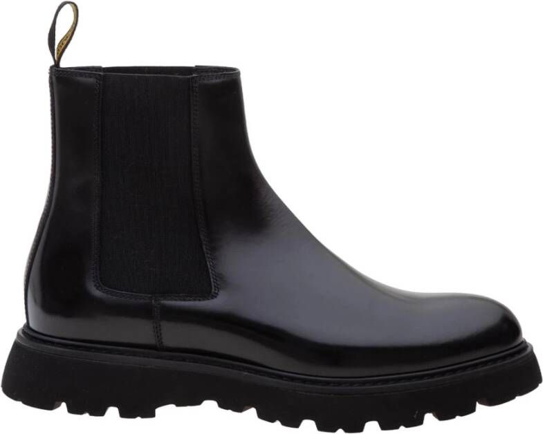 Doucal's Zwarte Leren Enkellaarzen Slip-On Black Heren