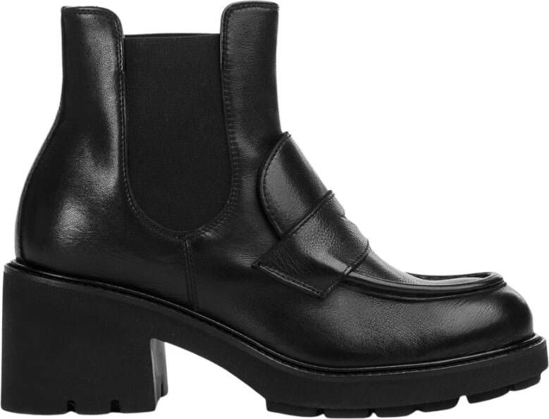 Doucal's Zwarte leren hakken schoen klassieke stijl Black Dames