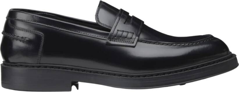 Doucal's Zwarte Penny Moccasins met Verhoogde Stiksels Black Heren